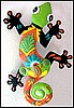 Handcrafted Gecko Wall Decor, Haitian Hand Painted Metal Tropical Art -16" x 24"  
