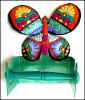 Butterfly Toilet Paper Holder - Painted Metal Bathroom Decor - 8" x 9"