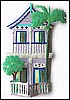 Painted Metal Caribbean Gingerbread House Wall Hanging - Tropical Decor - 11" x 17