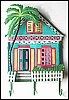 Turquoise Painted Metal Caribbean House Wall Hook - 12" x 17"