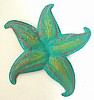 Painted Metal Turquoise Shell Wall Hanging - Caribbean Steel Drum Art - 9" x 9" 