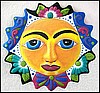 Sun Design Painted Metal Wall Hanging - Handcrafted in Haiti - 34"