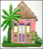 Hand Painted Metal Switch Plate Cover - Tropical Caribbean House - 2 Holes