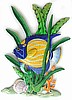 Handcrafted Tropical Fish Art, Blue Angelfish Wall Hanging, Painted Metal Tropical Decor -  24" x 34