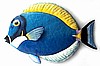 Tropical Fish Wall Decor, Island Decor, Painted Metal Blue Surgeon Fish, Garden Decor-Garden Art - 1